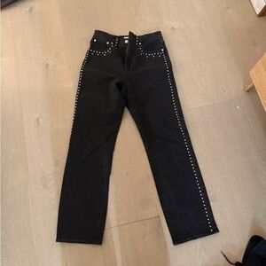 Madewell Black Straight-Leg Jeans with Silver Studs